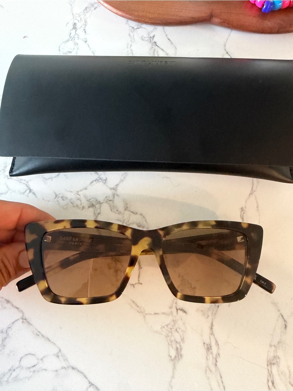 Saint Laurent Tortoiseshell Square-Frame Sunglasses